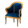 Poltroncina vintage in legno massello velluto blu anni ’50 modernariato