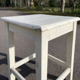 Tabouret carré en bois blanc