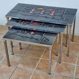 Set of three nesting tables by Juliette Belarti, 1960s, space age
