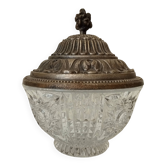 Vintage chiseled glass and tin candy box