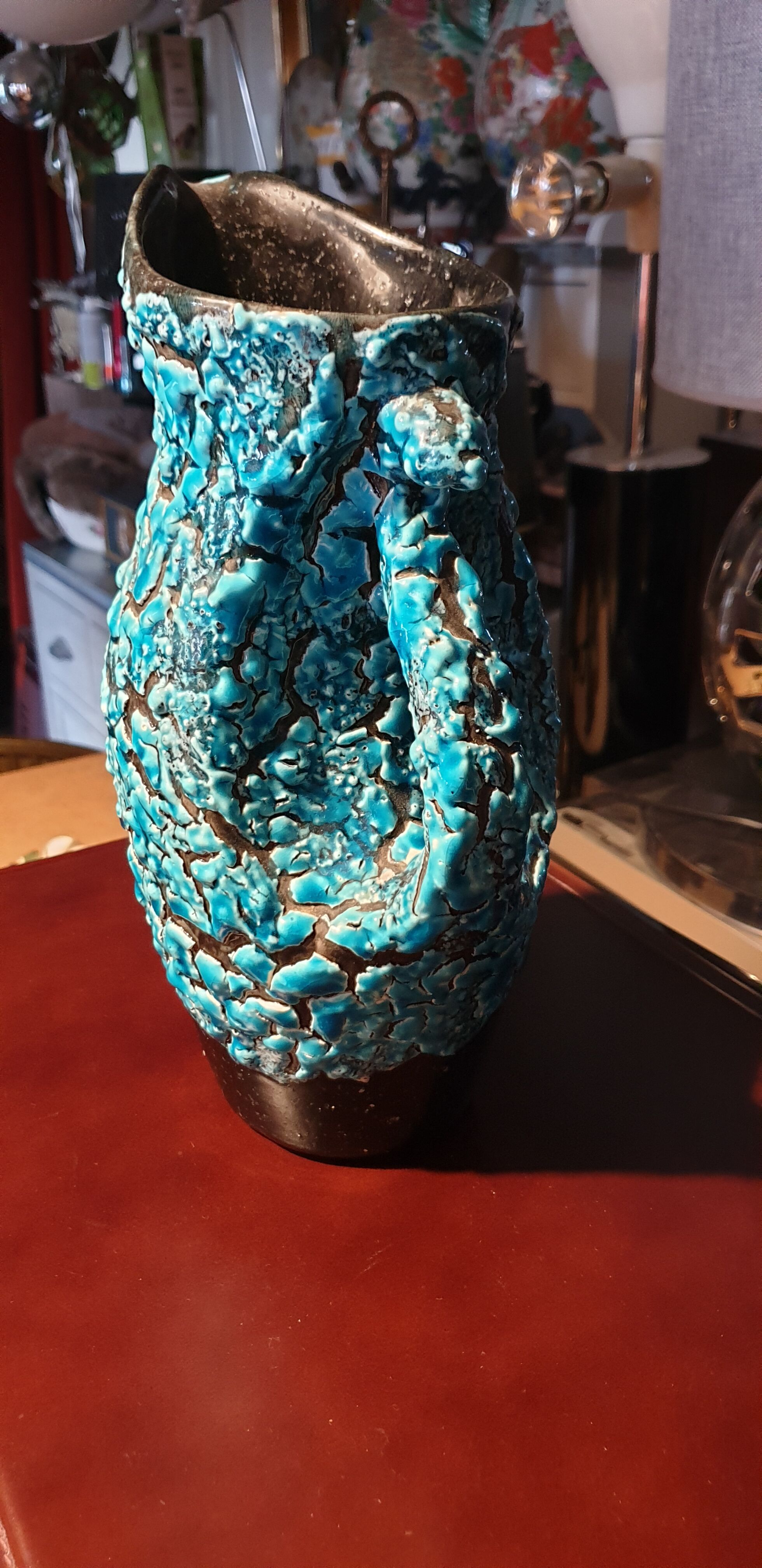 Turquoise blue vintage pitcher