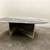 Large vintage unique marble table with zig zag base, France, 1980s