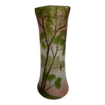 Vase en verre dépoli peint Legras