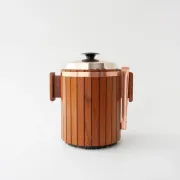 Vintage Danish Wood Ice Bucket with Copper Details, 1960's