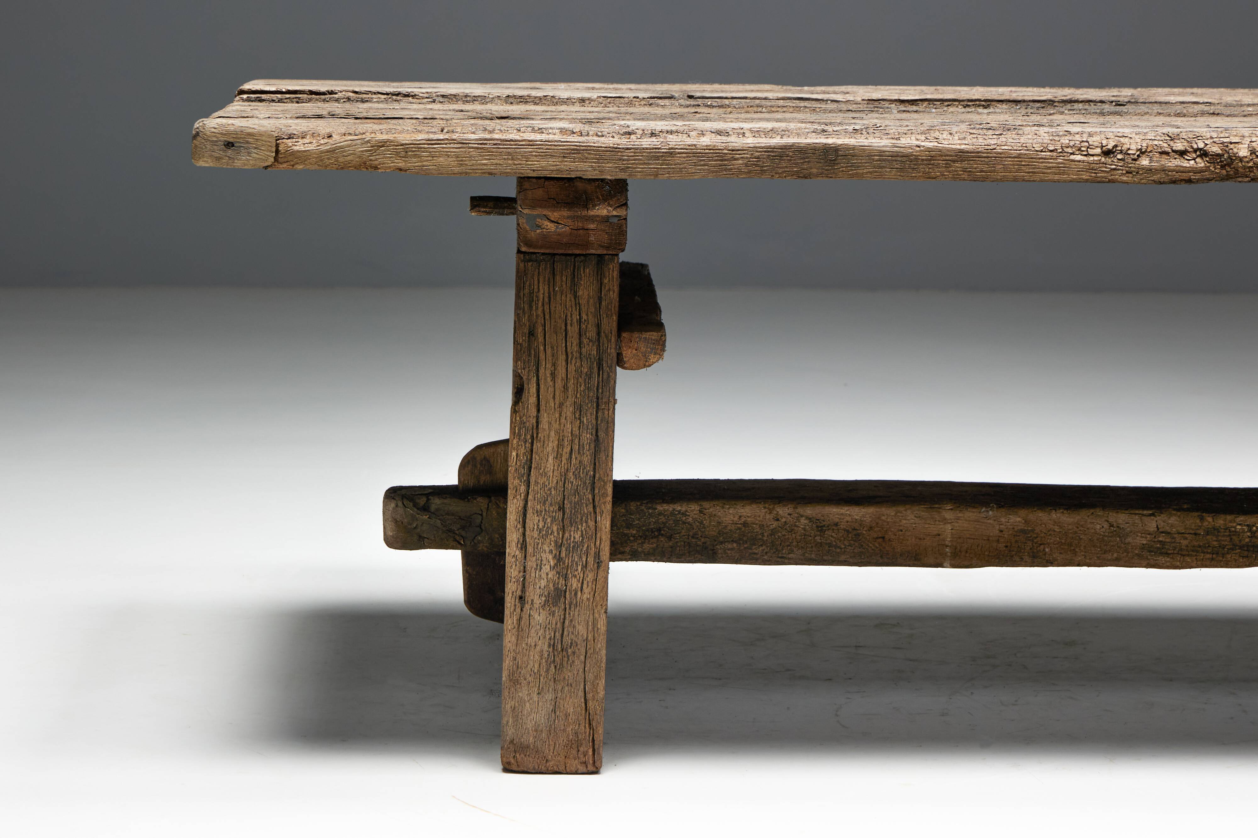 Primitive Wabi Sabi Side Table, France, 19th Century
