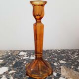 Candle holder yellow amber art deco glass