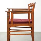 Art Nouveau design dining chair/side chair with red fabric upholstery