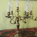 Chandeliers, candelabras pair of table lamps, bronze