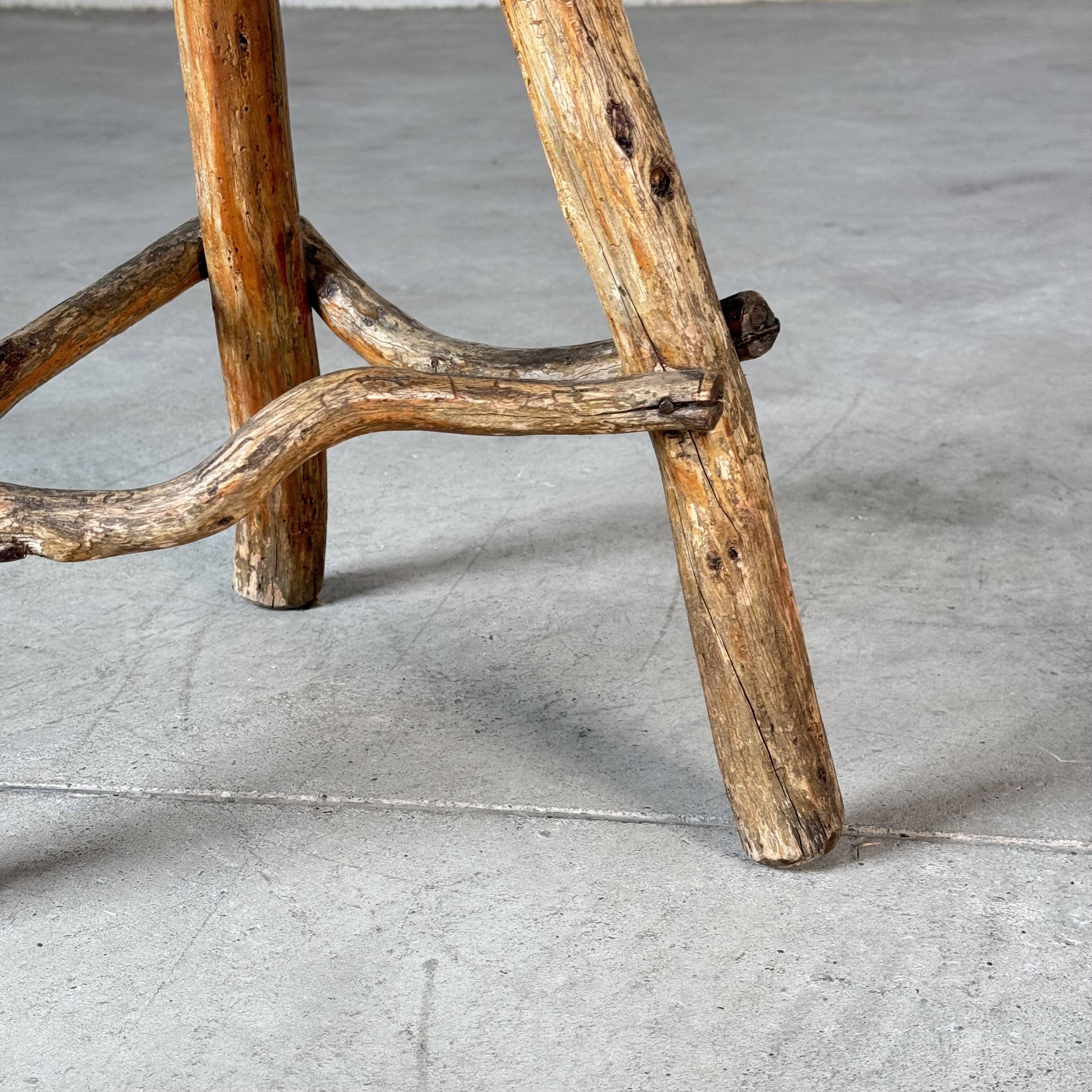 Late 19th Century Rustic Alpine Stool from Valle d'Aosta, Italy