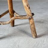 Late 19th Century Rustic Alpine Stool from Valle d'Aosta, Italy