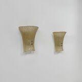 Pair of vintage Murano glass wall lights, pressed moulded, Italy, 1980.