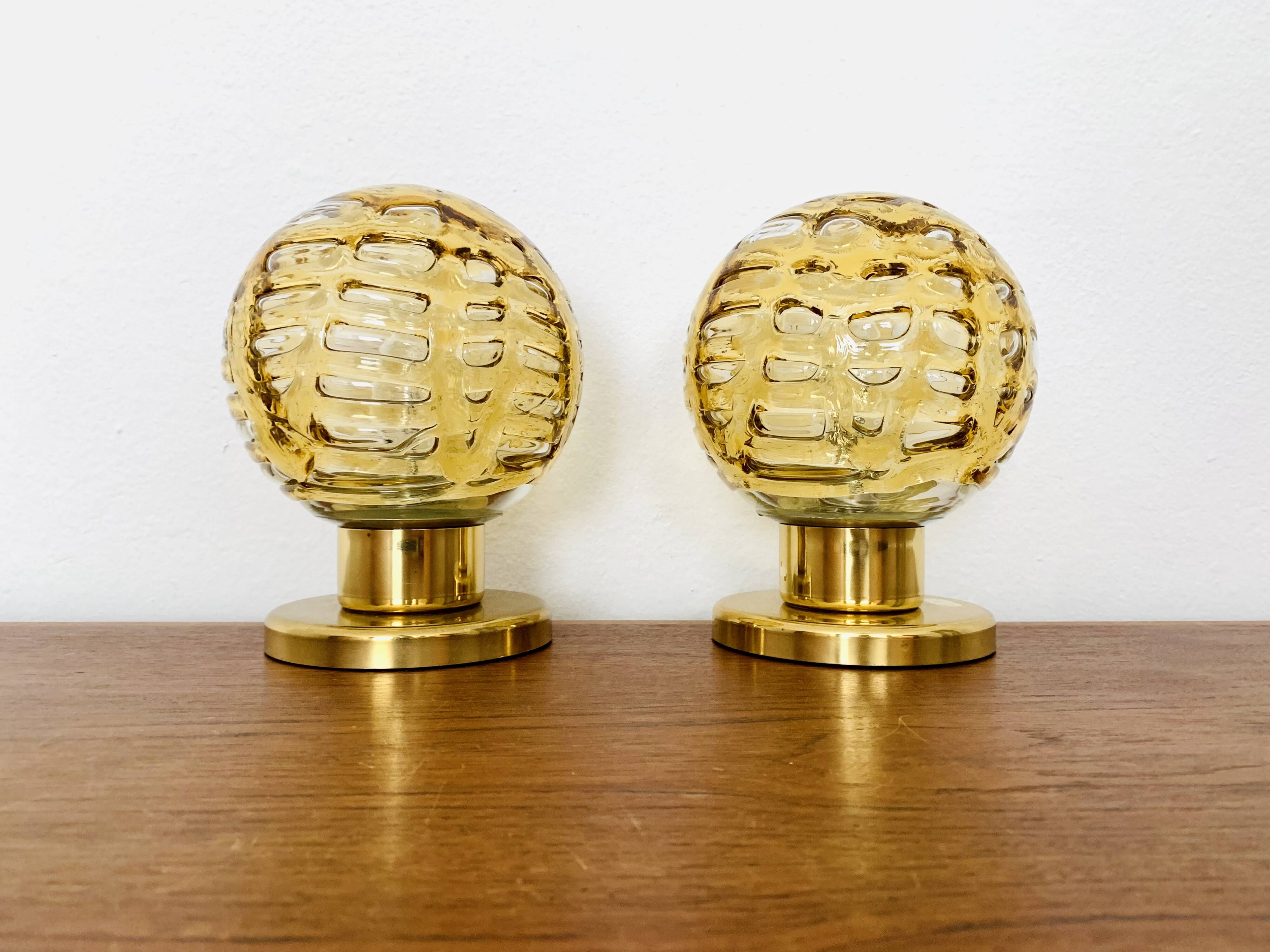 Set of 2 Glass Table Lamps from Doria