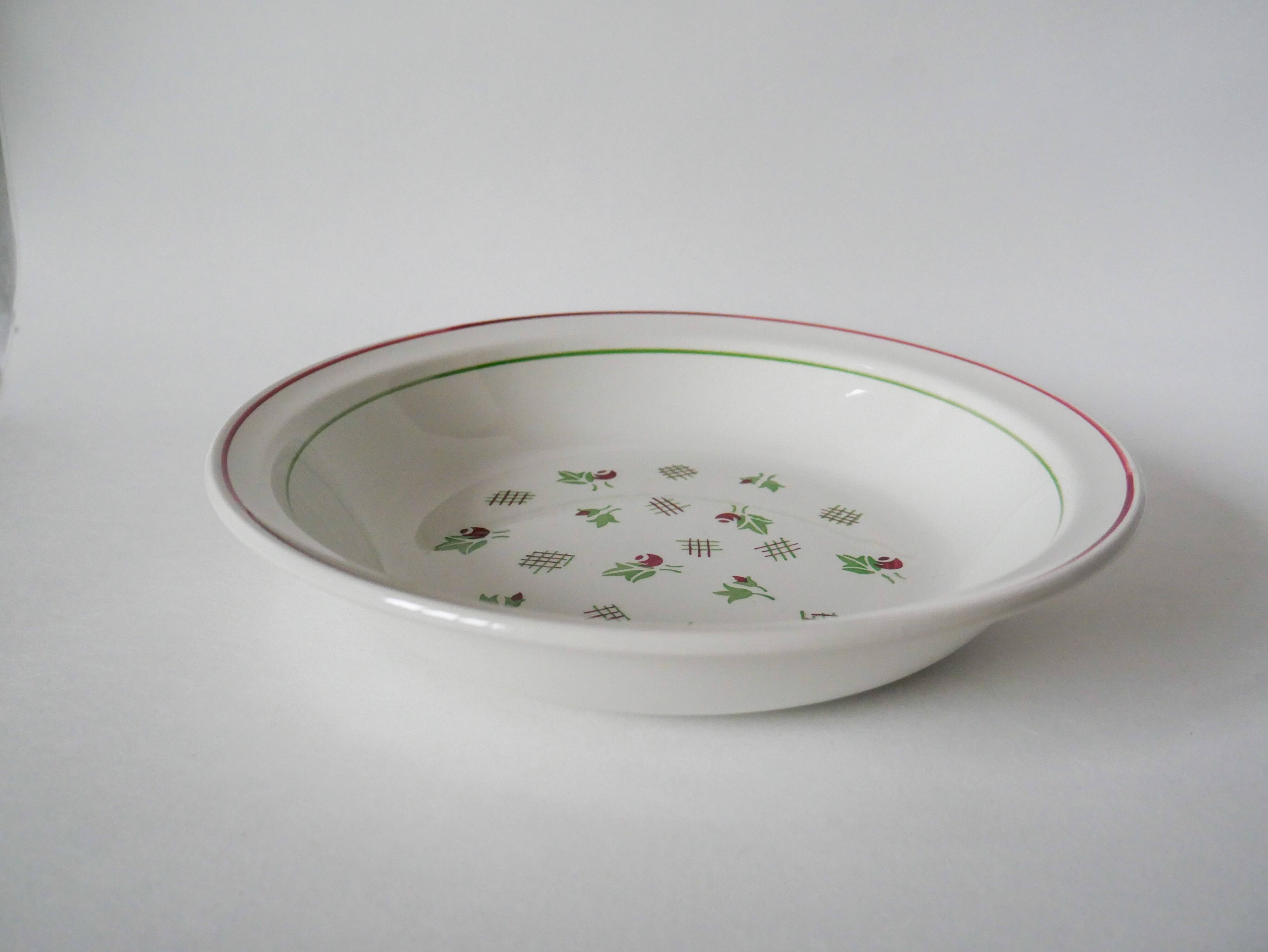 Digoin Sarreguemines hollow dish pink and green 1940