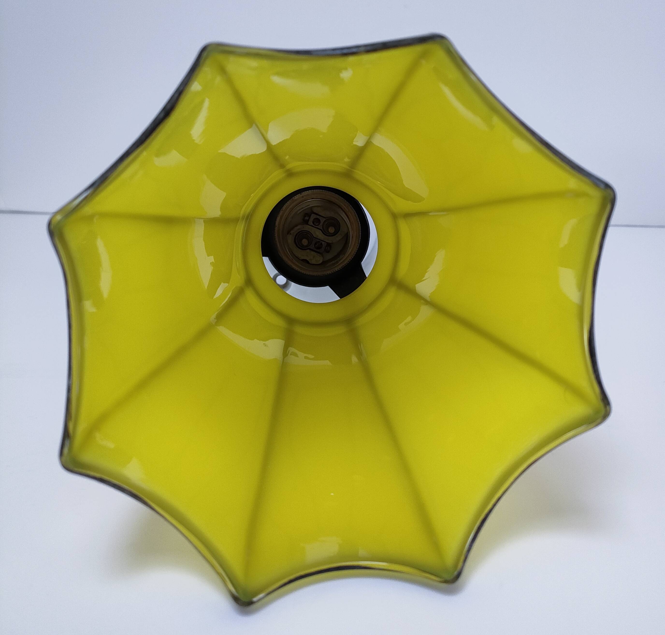 Yellow glass porcelain lamp, early 20th century