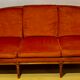 Three-seater sofa in cannage and pink velvet