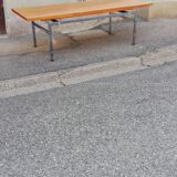 Vintage walnut and chrome coffee table