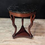 Empire style mahogany tripod pedestal table with swan neck legs