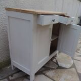 Vintage Parisian buffet re-enchanted in pearl grey, wooden top.
