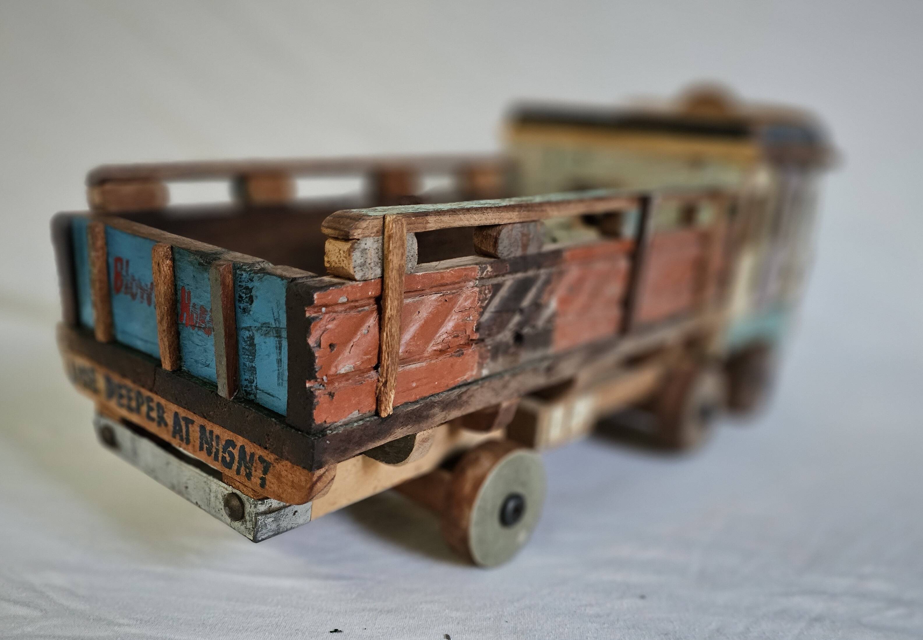 Indian tata truck handmade in polychrome wood
