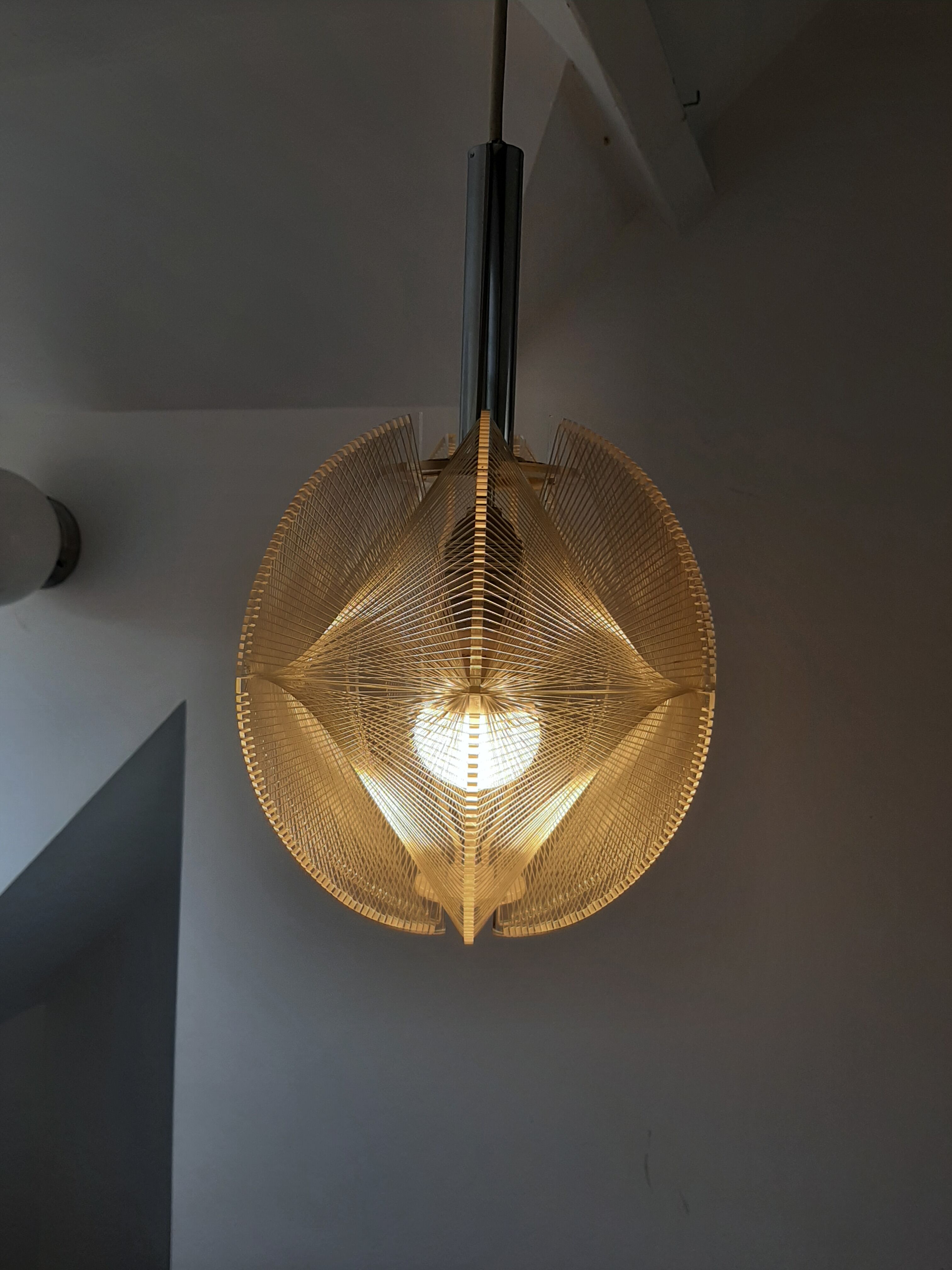 Vintage Sompex pendant lamp in Plexiglas and nylon yarn made by Paul Secon