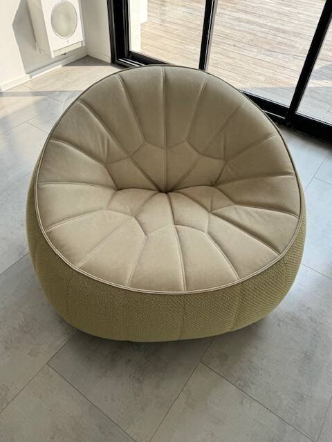 Cinna swivel armchair ottoman model - new condition - alcantara and fabric