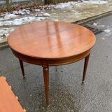 Round extendable dining table in Louis XVI style, 100cm with 2 extensions.