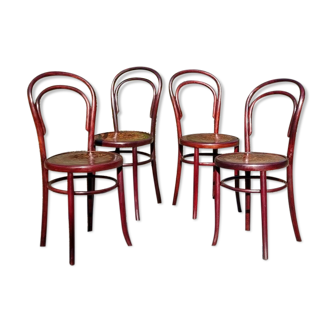 4 chairs bistro Fischel n°14 seated with decoration 20s