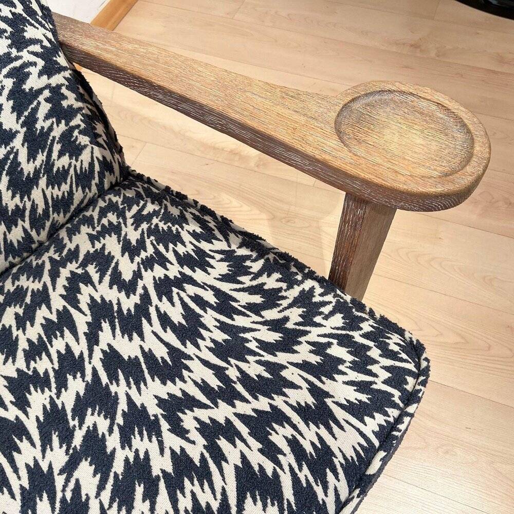 Art Deco Limed Oak Club Chair from De Coene, Belgium, 1930s