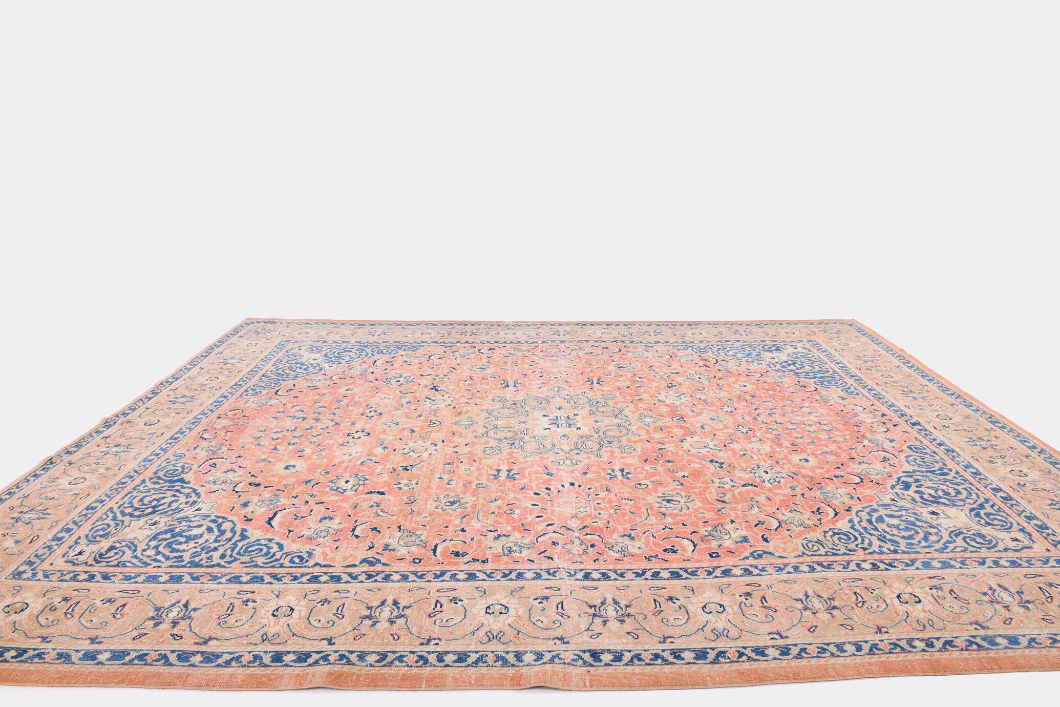 Rare Tapis Persan Ancien, Chef-d’œuvre Fait Main en Laine Naturelle