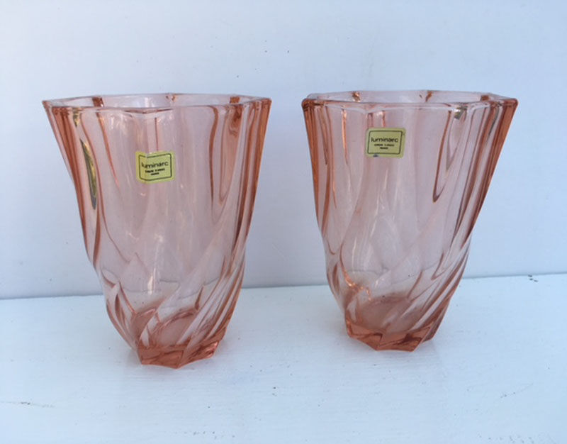 Pair of old vases pink