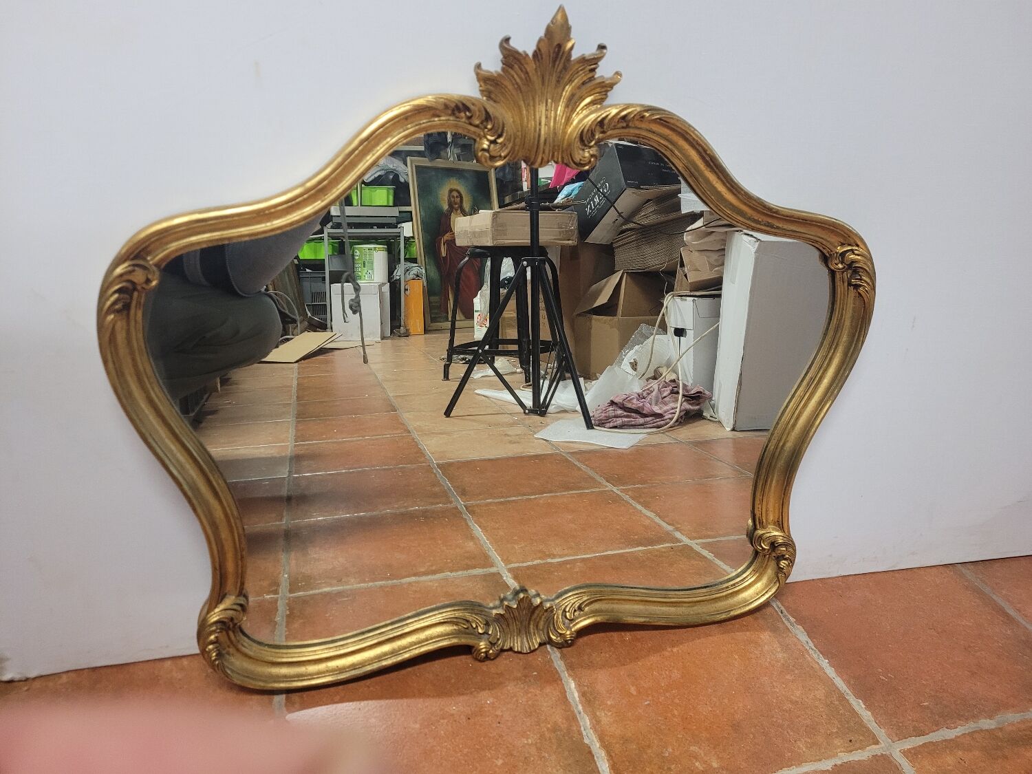 Louis XV style mirror in gilded wood, 80×69 cm