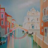 Janick LEDERLE: Gondolas in Venice, Original signed lithograph