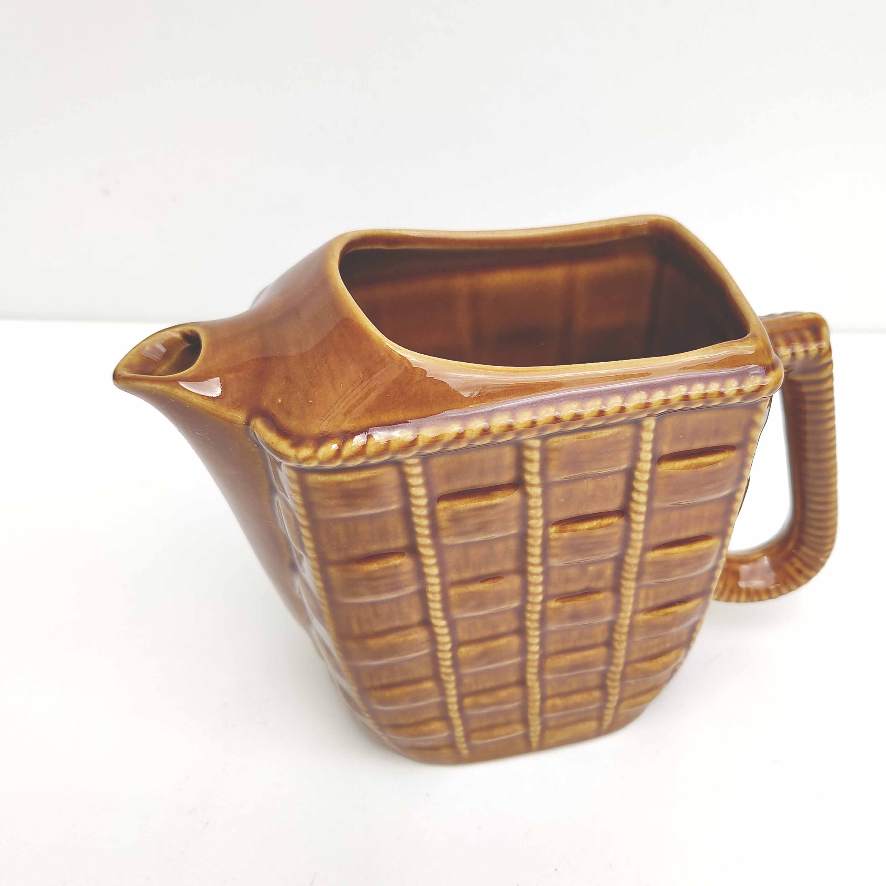 Ceramic pitcher decoration wicker style braided