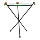 French mid-century mirror side table, Jacques Adnet style, brass, 1950s.