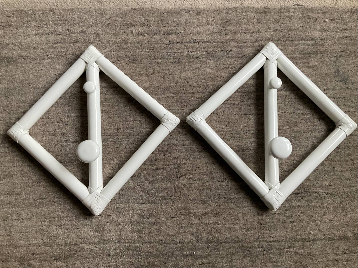 Pair of vintage rattan coat racks