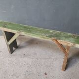 Brocante wooden bench, side table fresh green