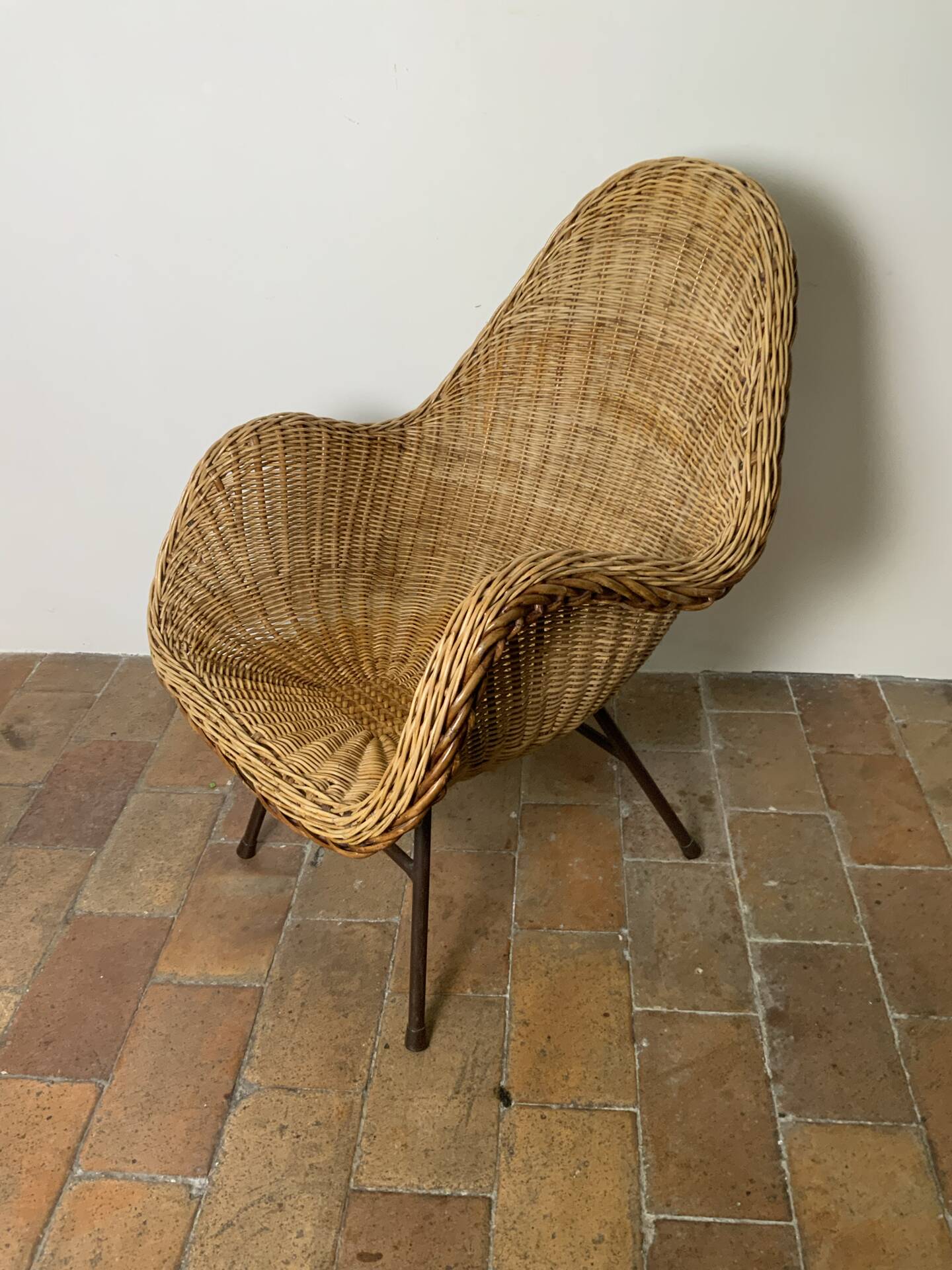 Mid-century wicker armchair