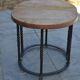 Unusual modular coffee table in oak and wrought iron.