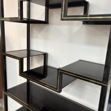 Pierre Vandel Paris shelf, black and gold, 1970s, France