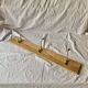 Vintage wooden wall coat rack - 3 chrome metal hooks