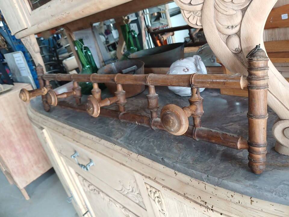 Antique bistro coat rack made of turned wood