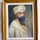 Old painting, portrait of a man with a turban, 20th century, signed