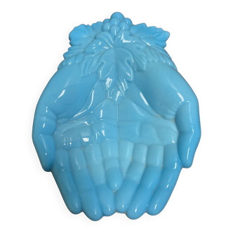 Hand jewelry dish in blue opaline