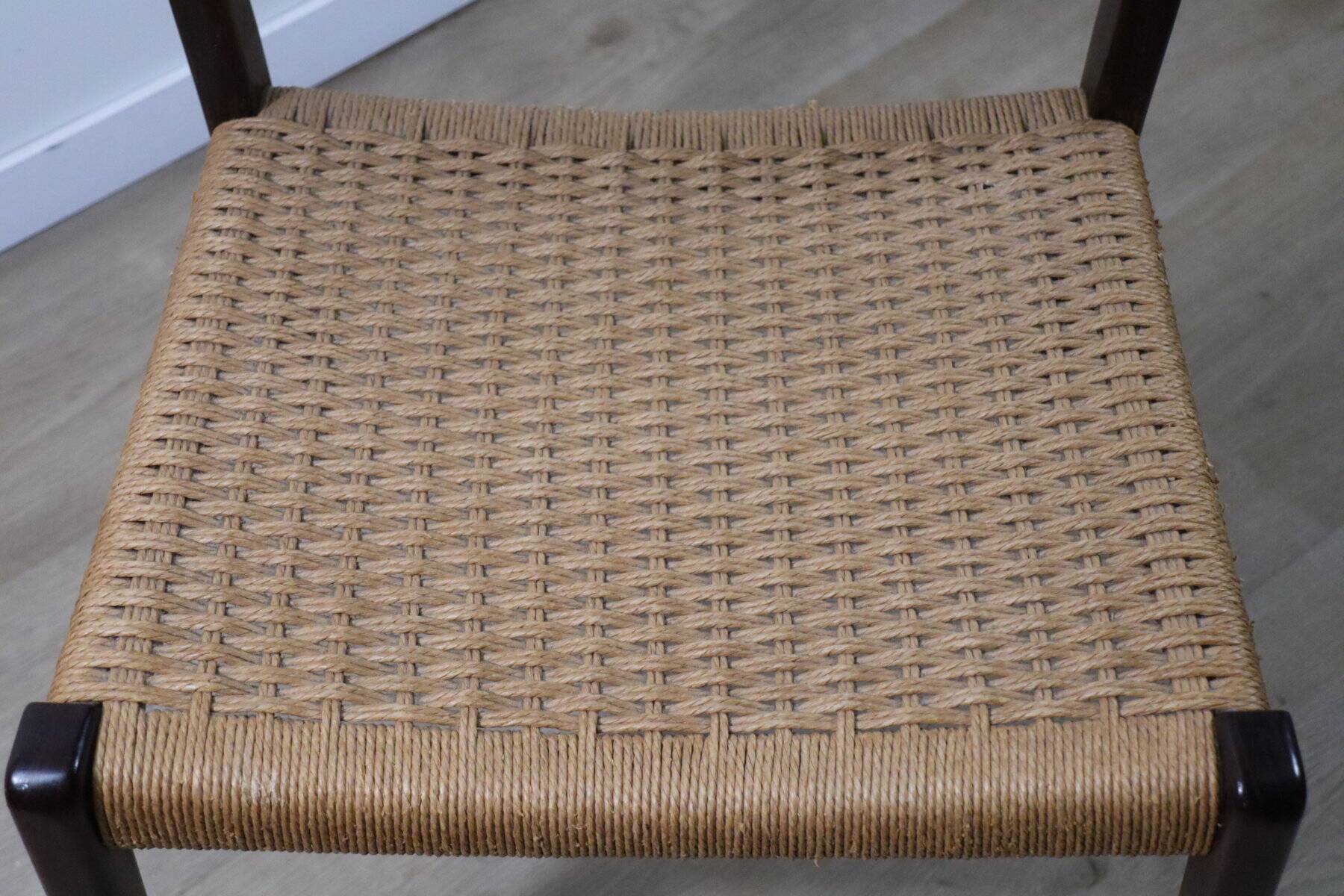 Scandinavian chair model 71 by Niels Otto Moller in teak and rope
