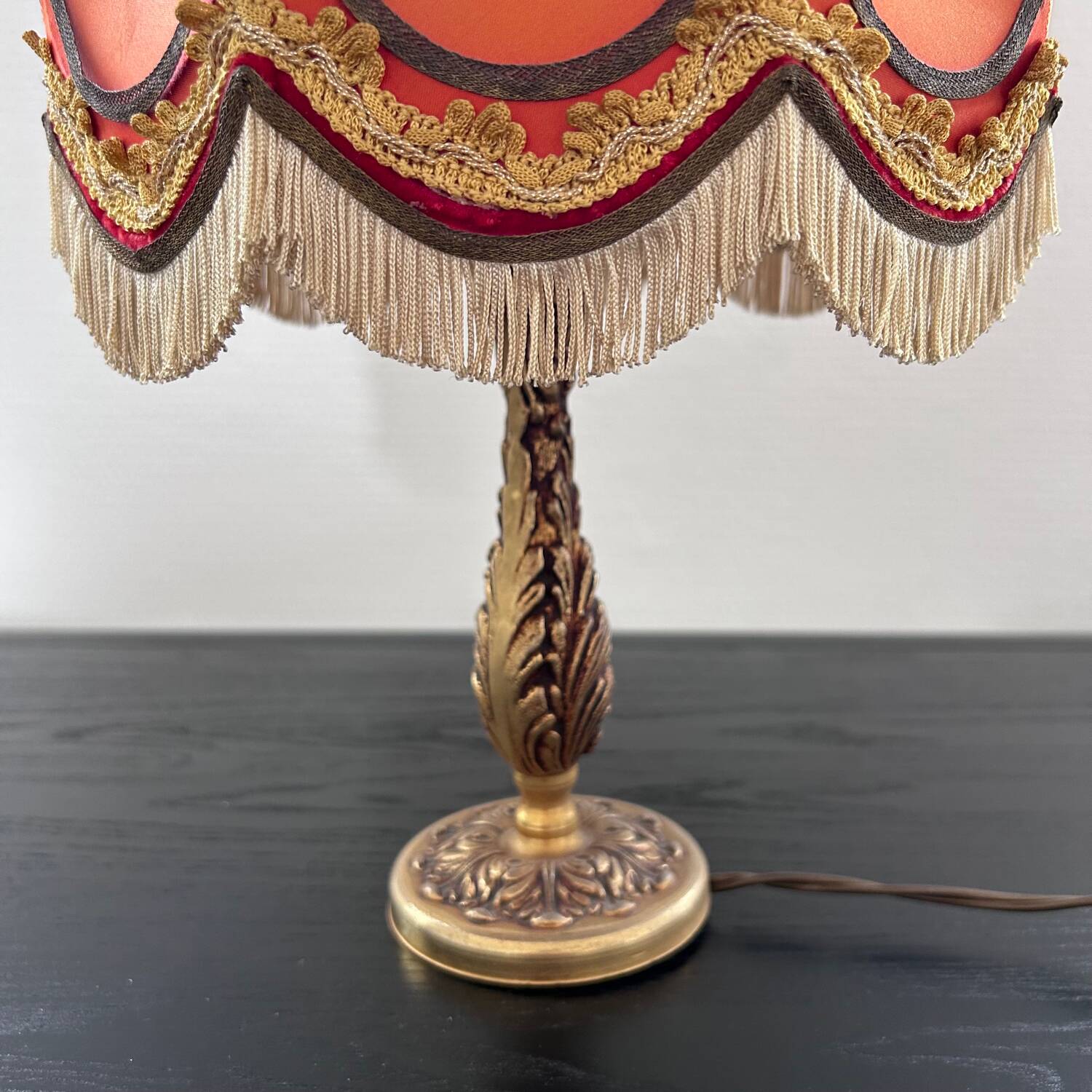Brass lamp with pagoda shade
