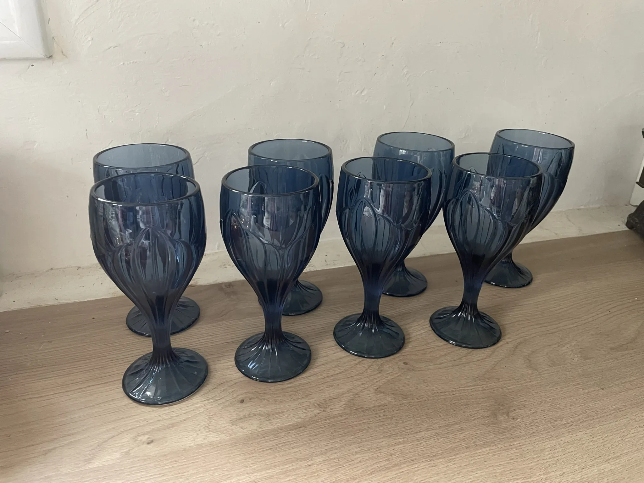 Set of four wine glasses model "Sky Blossoms" by Lenox Art Nouveau style.