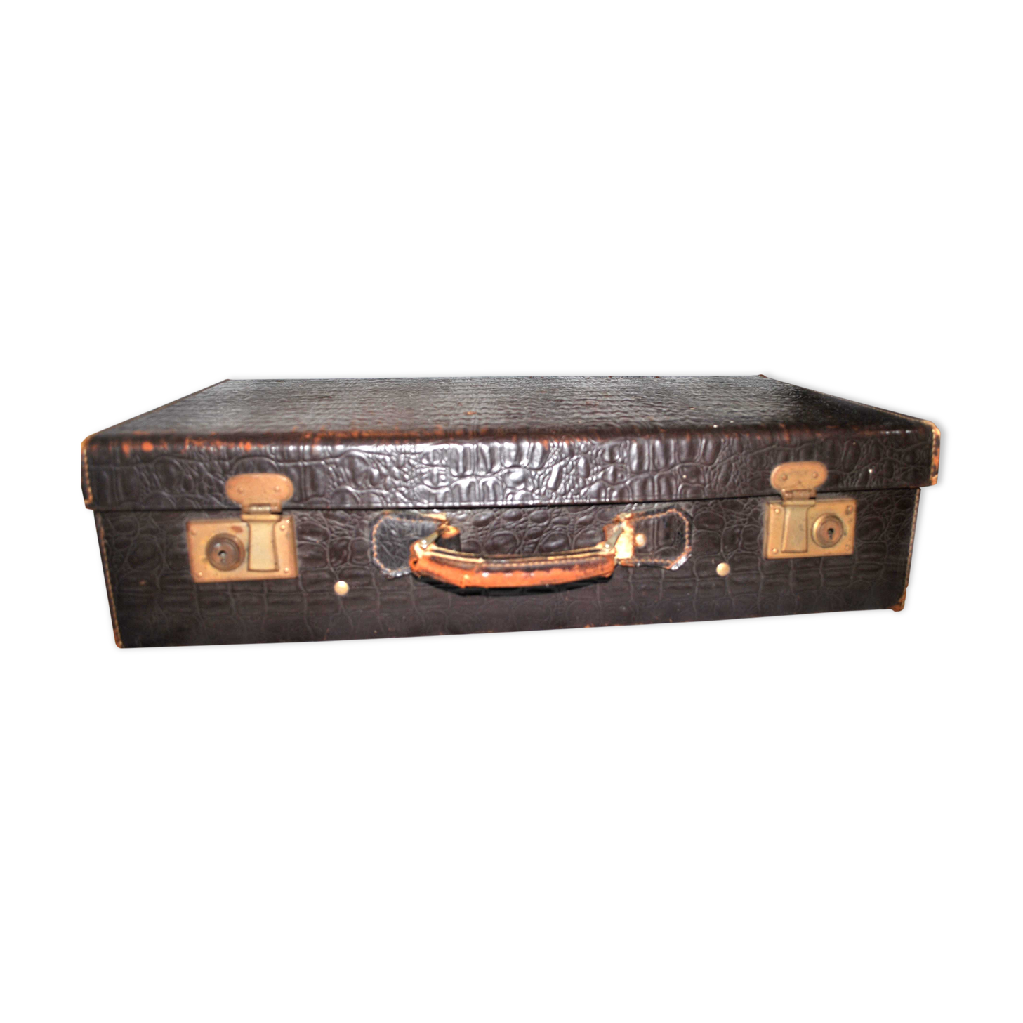 Vintage brown leather suitcase