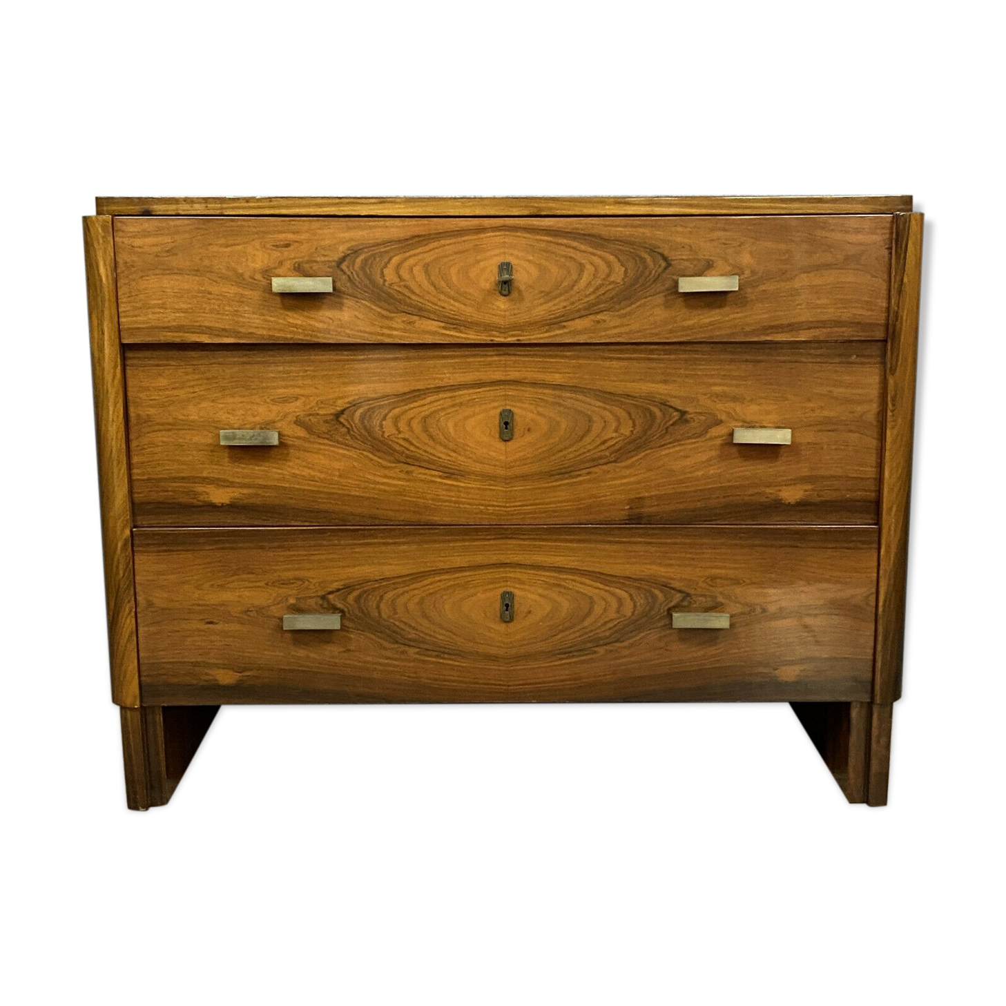 Commode époque Art Déco en ronce de noyer avec 1 incroyable ramage