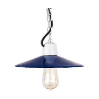 Enamel lamp in dark blue, Poland, 1960s