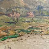 Landscape painting view of the village of Angles Gard Avignon Hurard 1887-1956